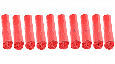 Мешки для мусора ПВД 10 литров красные 30 мкм 25*35 300 шт (30шт*10рул)